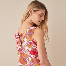 Load image into Gallery viewer, Pink/Red Print Linen Blend Summer Shift Dress
