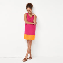 Load image into Gallery viewer, Pink/Orange Colourblock Linen Blend Summer Shift Dress
