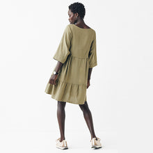 Load image into Gallery viewer, Khaki Green Linen Blend Kaftan Summer Dress
