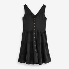 Load image into Gallery viewer, Black Linen Mix Button Through Dress

