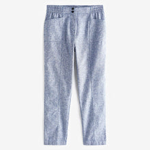 Load image into Gallery viewer, Blue Chambray Linen Blend Taper Trousers
