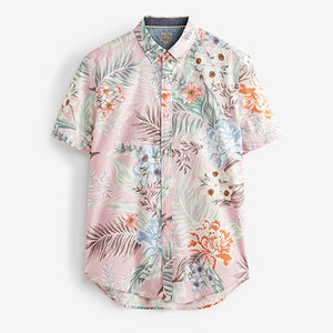 Pink Hawaiian Printed Short Sleeve Shirt