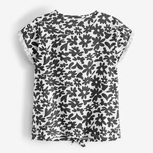 Load image into Gallery viewer, Monochrome Floral Tie Front T-Shirt (3-12yrs)
