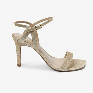Shimmer Forever Comfort® Strappy Skinny Heel Sandals