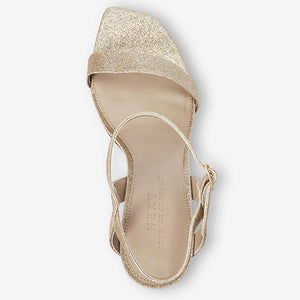Shimmer Forever Comfort® Strappy Skinny Heel Sandals