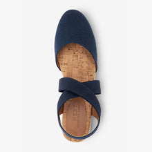 Load image into Gallery viewer, Navy Blue Espadrille Cross Over Flats
