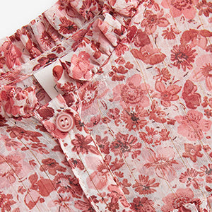 Pink Floral Chiffon Ruffle Dress (3-12yrs)