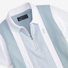 Load image into Gallery viewer, Light Blue Colorblock Short Sleeve Zip Neck Polo Shirt (3-12yrs)
