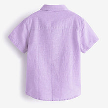 Load image into Gallery viewer, Purple Lilac Short Sleeve Linen Shirt (3mths-5yrs)
