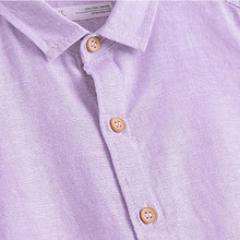 Load image into Gallery viewer, Purple Lilac Short Sleeve Linen Shirt (3mths-5yrs)
