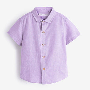 Purple Lilac Short Sleeve Linen Shirt (3mths-5yrs)