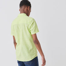 Load image into Gallery viewer, Lime Green Short Sleeve Linen Mix Shirt (3-12yrs)

