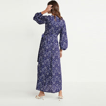 Load image into Gallery viewer, Blue Print Wrap Maxi Summer Dress
