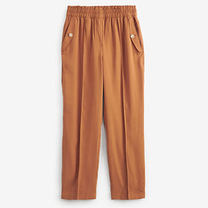 Bronze Brown Twill Smart Taper Leg Trousers