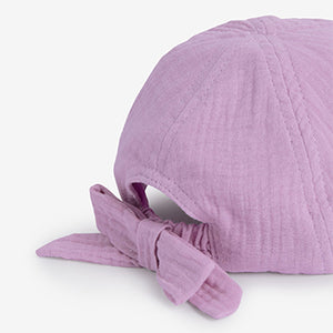Lilac Purple Bow Back Cap (3mths-6yrs)