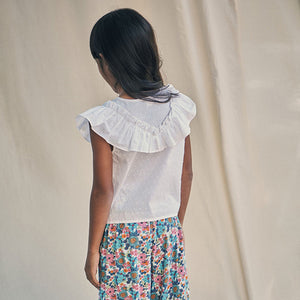 White Tie Front Frill Blouse (3-12yrs)