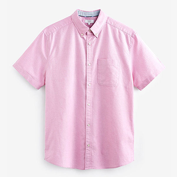 Pink Regular Fit Short Sleeve Oxford Shirt