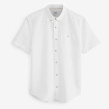 Load image into Gallery viewer, White Cotton Linen Blend Short Sleeve Shirt

