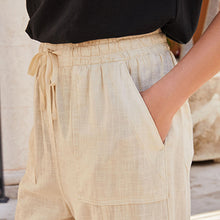 Load image into Gallery viewer, Neutral Cream Linen Blend Straight Leg Trousers
