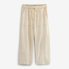 Load image into Gallery viewer, Neutral Cream Linen Blend Straight Leg Trousers
