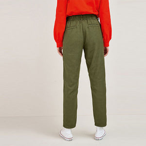 Khaki Green Zip Front Trousers