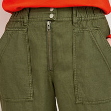 Load image into Gallery viewer, Khaki Green Zip Front Trousers
