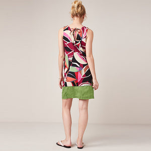 Multi Print Linen Blend Summer Shift Dress