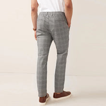Load image into Gallery viewer, Grey Check Slim Fit Cotton Chino Trousers
