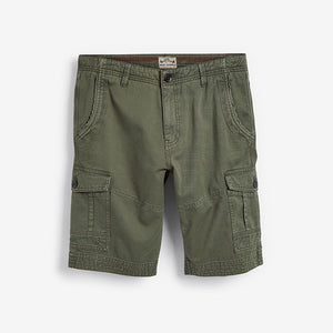 Khaki Green  Premium Laundered Cargo Shorts