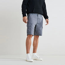 Load image into Gallery viewer, Grey Straight Fit Cotton Cargo Shorts
