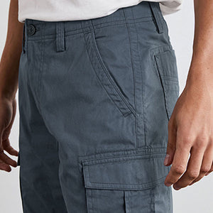 Blue Cotton Cargo Shorts