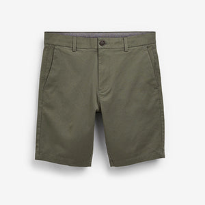 Khaki Green Slim Fit Stretch Chino Shorts