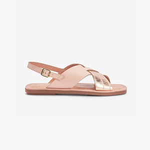 Rose Gold/ Blush Pink Forever Comfort® Crossover Leather Sandals