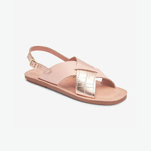 Load image into Gallery viewer, Rose Gold/ Blush Pink Forever Comfort® Crossover Leather Sandals
