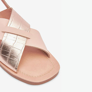 Rose Gold/ Blush Pink Forever Comfort® Crossover Leather Sandals