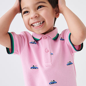 Pink/Navy Croc Embroidery Polo And Shorts Set (3mths-5yrs)