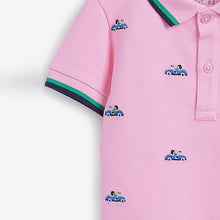 Load image into Gallery viewer, Pink/Navy Croc Embroidery Polo And Shorts Set (3mths-5yrs)
