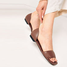 Load image into Gallery viewer, Tan Brown Forever Comfort® Peep Toe Flat Shoes
