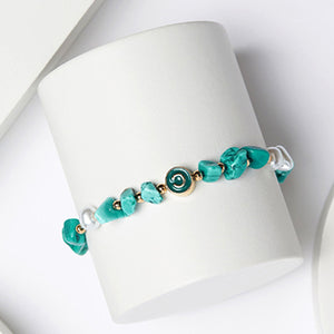 Blue Shell Chipping Initial Stretch Bracelet