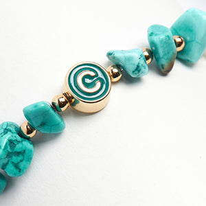 Blue Shell Chipping Initial Stretch Bracelet