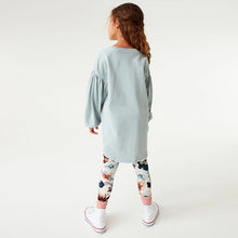 Load image into Gallery viewer, Mint Green Oversized Sequin Unicorn Top And Floral Leggings Set (3-12yrs)

