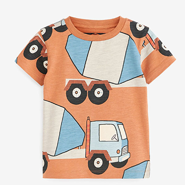 Rust Brown Truck All-Over Printed T-Shirt (3mths-5yrs)