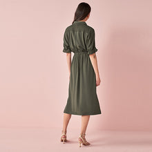 Load image into Gallery viewer, Khaki Green Shirt Midi Dress
