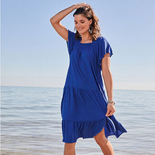 Load image into Gallery viewer, Cobalt Blue Square Neck Summer Dress
