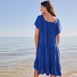 Cobalt Blue Square Neck Summer Dress