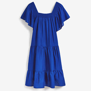 Cobalt Blue Square Neck Summer Dress