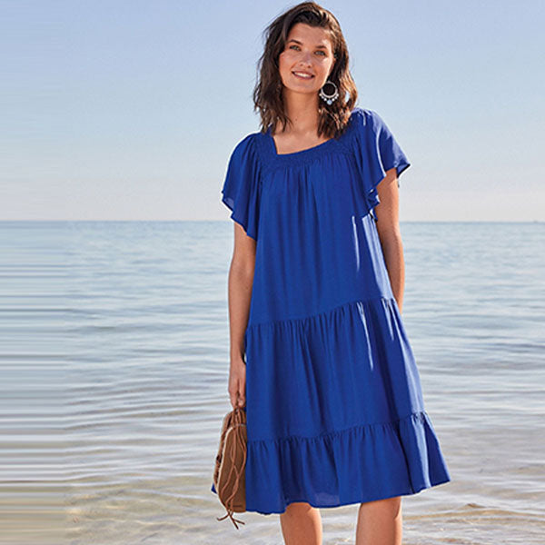 Cobalt Blue Square Neck Summer Dress