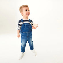 Load image into Gallery viewer, Dark Blue Supersoft denim dungarees (3mths-5yrs)

