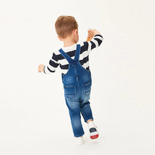 Load image into Gallery viewer, Dark Blue Supersoft denim dungarees (3mths-5yrs)
