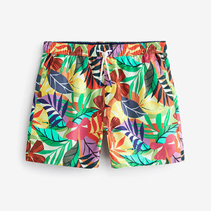 Multicolour Leaf Printed Swim Shorts